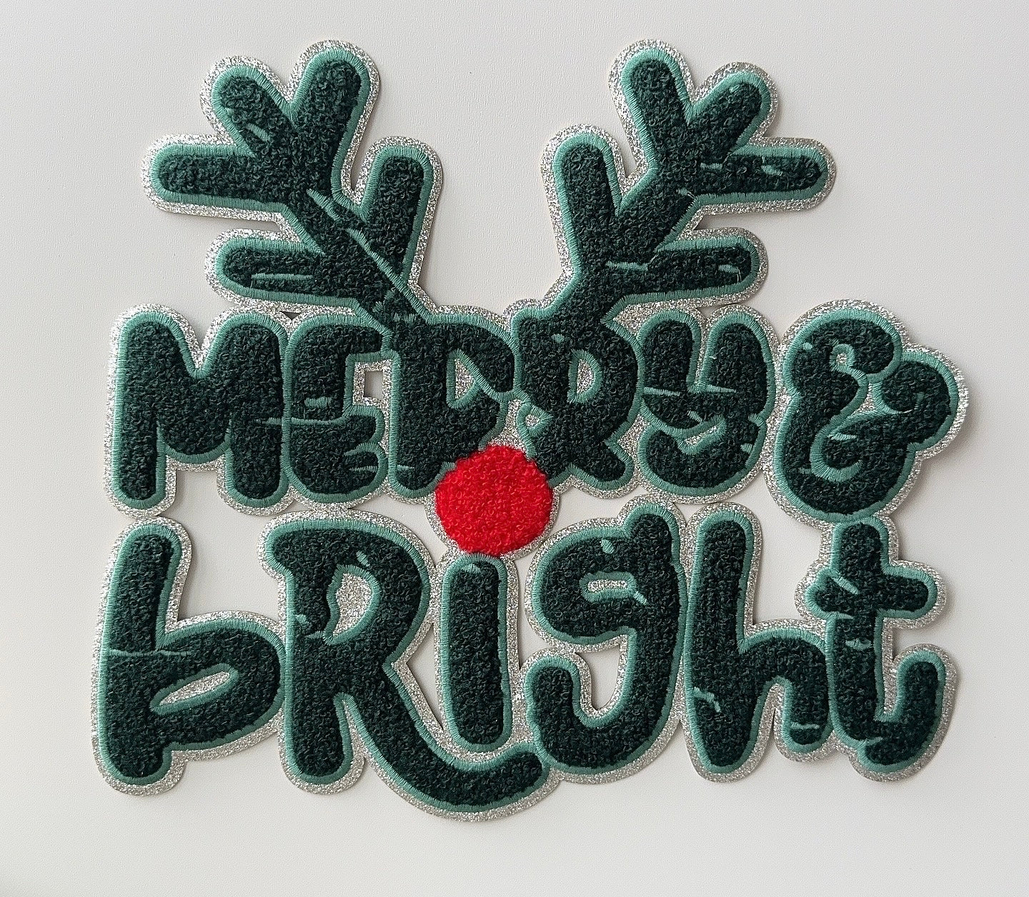 Merry and bright chenille patch