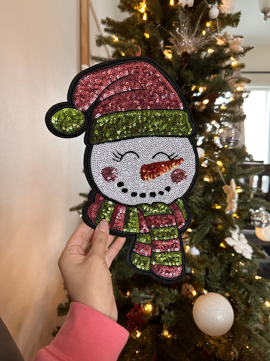 Snowman sequin patch