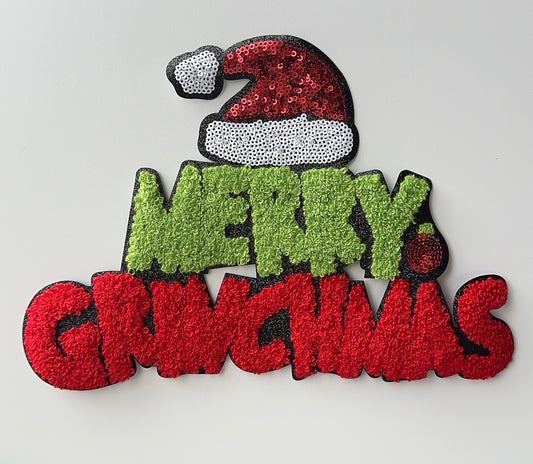 Merry mean whoo sequin/chenille patch