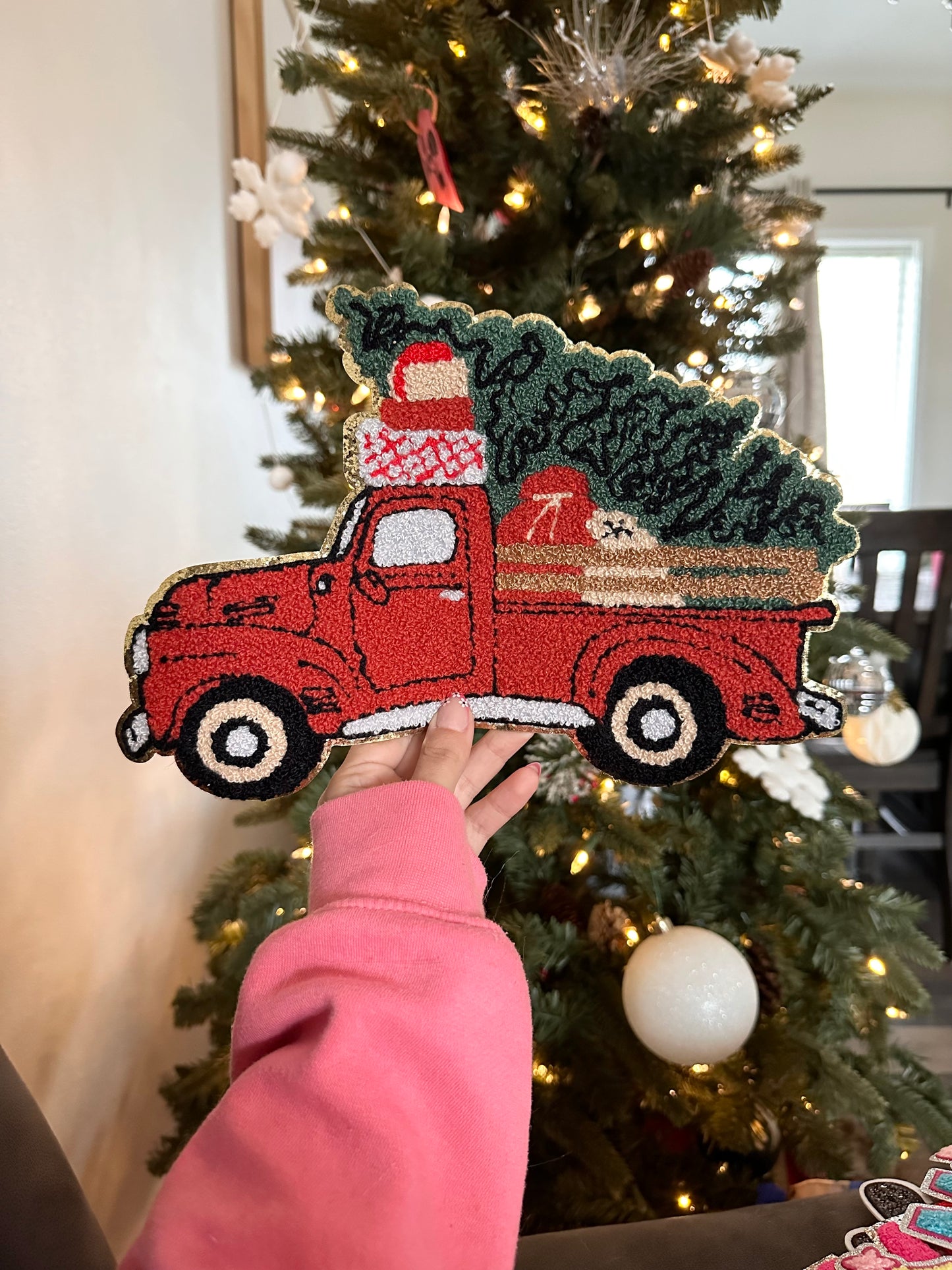 Xmas truck chenille patch