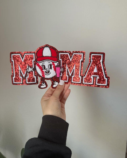 Baseball MAMA Glitter/Chenille Patch 10"