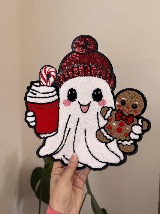 Festive ghostie chenille patch